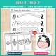 Beginning sounds and pre-writing: Which One Starts with Z? and Trace to the Letter Z.