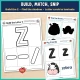 Build the Z, Find the Shadow, and Z letter cards for toddlers to cut, match, and laminate.
