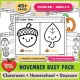 Toddler November Busy Pack with fall fine motor activities for ages 2 to 3.