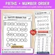 Alphabet path, number path and before and after pages with missing letters and numbers.