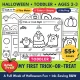 Toddler Halloween activities for ages 2 to 3: My First Trick-or-Treat worksheet pack with 58 pages.