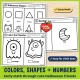 Colors, shapes and numbers 1 to 5 with cute Halloween friends.