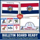 Missouri flag poster, full-page Missouri flag and six state symbol cards in color.