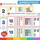 Self-checking Christmas number puzzles joining numeral, word, pictures, ten frames and tally marks.