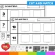 Black and white Christmas cut and match number worksheets.