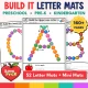 Build It alphabet letter mats A-Z for preschool, pre-K and kindergarten, 52 mats plus mini mats.