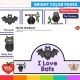 Bright color pages: bat picture cards for a memory game and the I Love Bats headband.