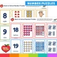 Self-checking Back to School number puzzles matching numeral, word, pictures, ten frames and tally marks.