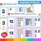 Self-checking Space number puzzles matching numeral, word, pictures, ten frames and tally marks.