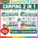 Camping math centers 0-20 for preschool and kindergarten: number puzzles plus number match-up flash cards.