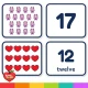 Big Valentine's Day number cards and picture cards for counting to 20.