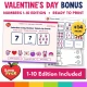 Bonus Valentine's Day number cards 1-10 edition included for younger learners.