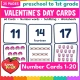 Valentine's Day number cards 1-20: 60 subitizing flash cards with numerals, words and pictures.