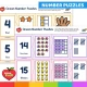 Self-checking Ocean number puzzles joining numeral, word, pictures, ten frames and tally marks.