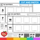 Black and white Farm cut and match number worksheets.