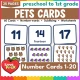Pets number cards 1-20: 60 subitizing flash cards with numerals, words and pictures.