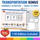 Bonus Transportation number cards 1-10 edition included for younger learners.