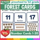 Forest number cards 1-20: 60 subitizing flash cards with numerals, words and pictures.