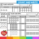 Sports count and write worksheets with ten frames to color.