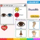 Color five senses poster and memory game cards in two skin tones.