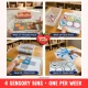 Four sensory bin setups for 2 year olds: Pumpkin Patch, Duck Pond, Robot Parts and Spider Web Rescue.