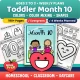 Toddler Curriculum Month 10 cover with primary colors, color mixing and shapes, for ages 2 to 3.