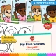 Girl and boy mitt fronts in light and dark skin tones, plus black and white fronts to color.