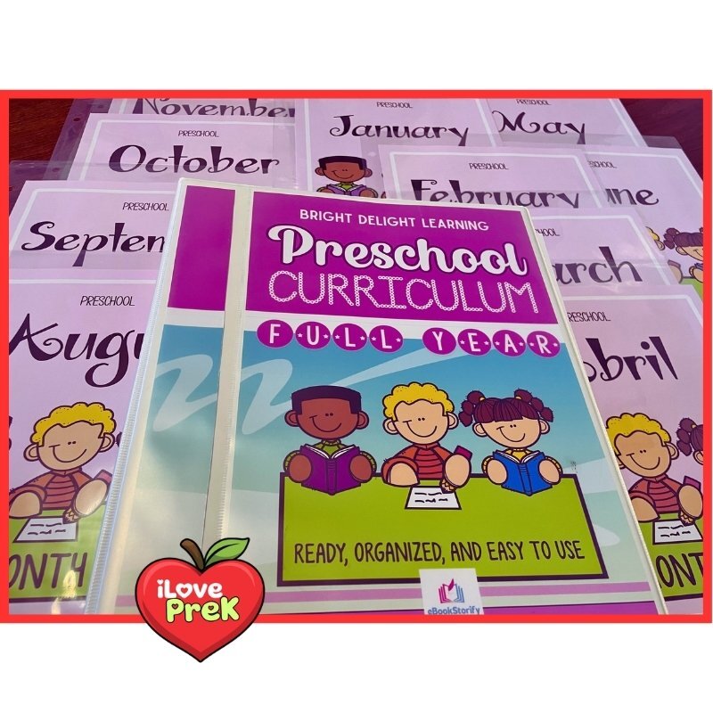 Preschool PreK curriculum binder on the table by iLovePreK