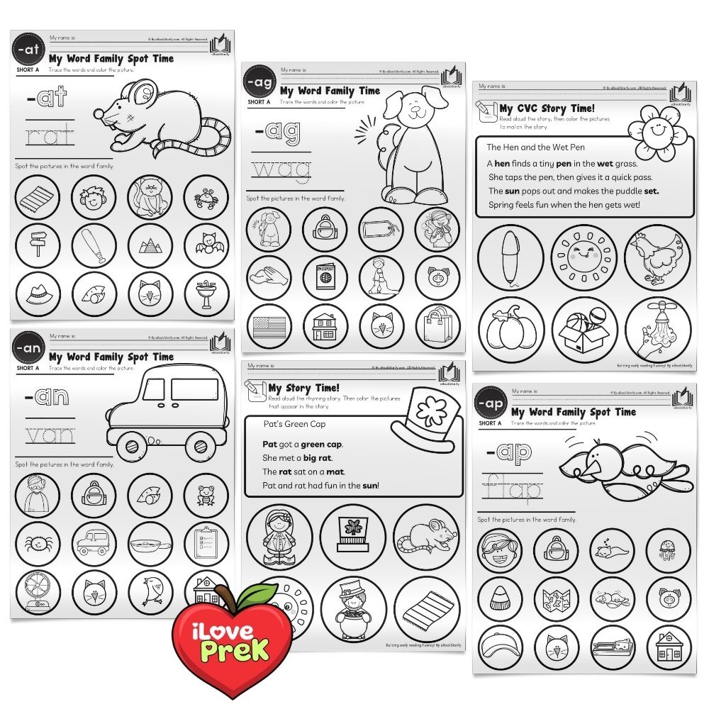 CVC word families complete practice for kindergarten by iLovePreK