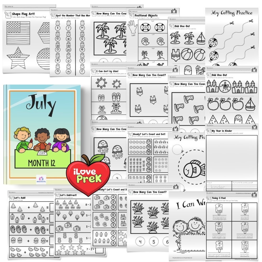 July Summer Bonus kindergarten activities by iLovePreK