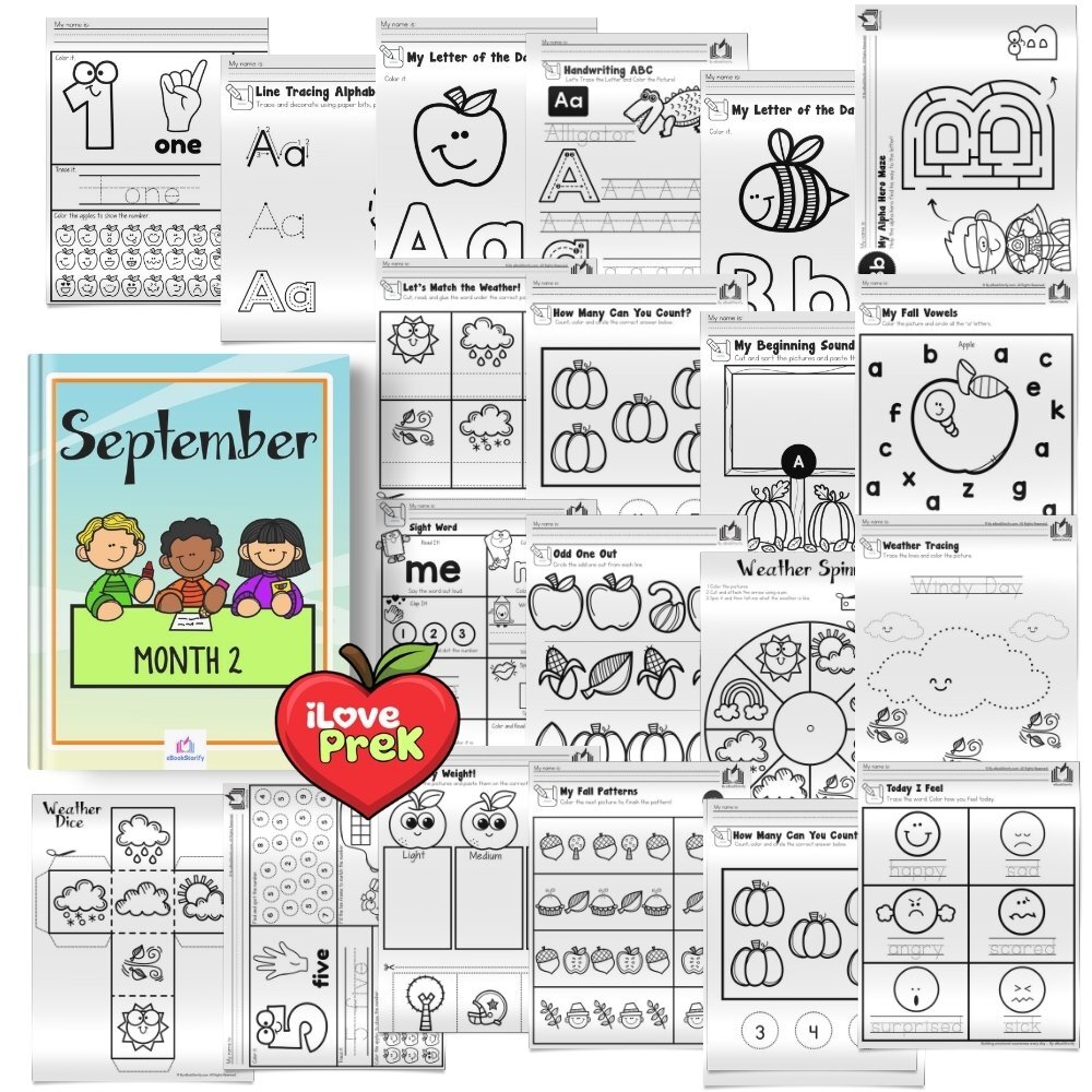 September Fall kindergarten activities by iLovePreK