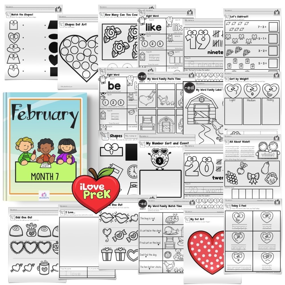 February Valentines Day kindergarten activities by iLovePreK
