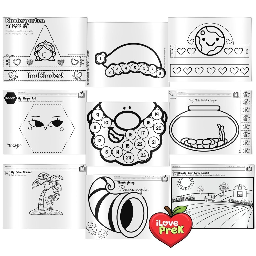 Fun kindergarten cut and paste and sorting activities by iLovePreK