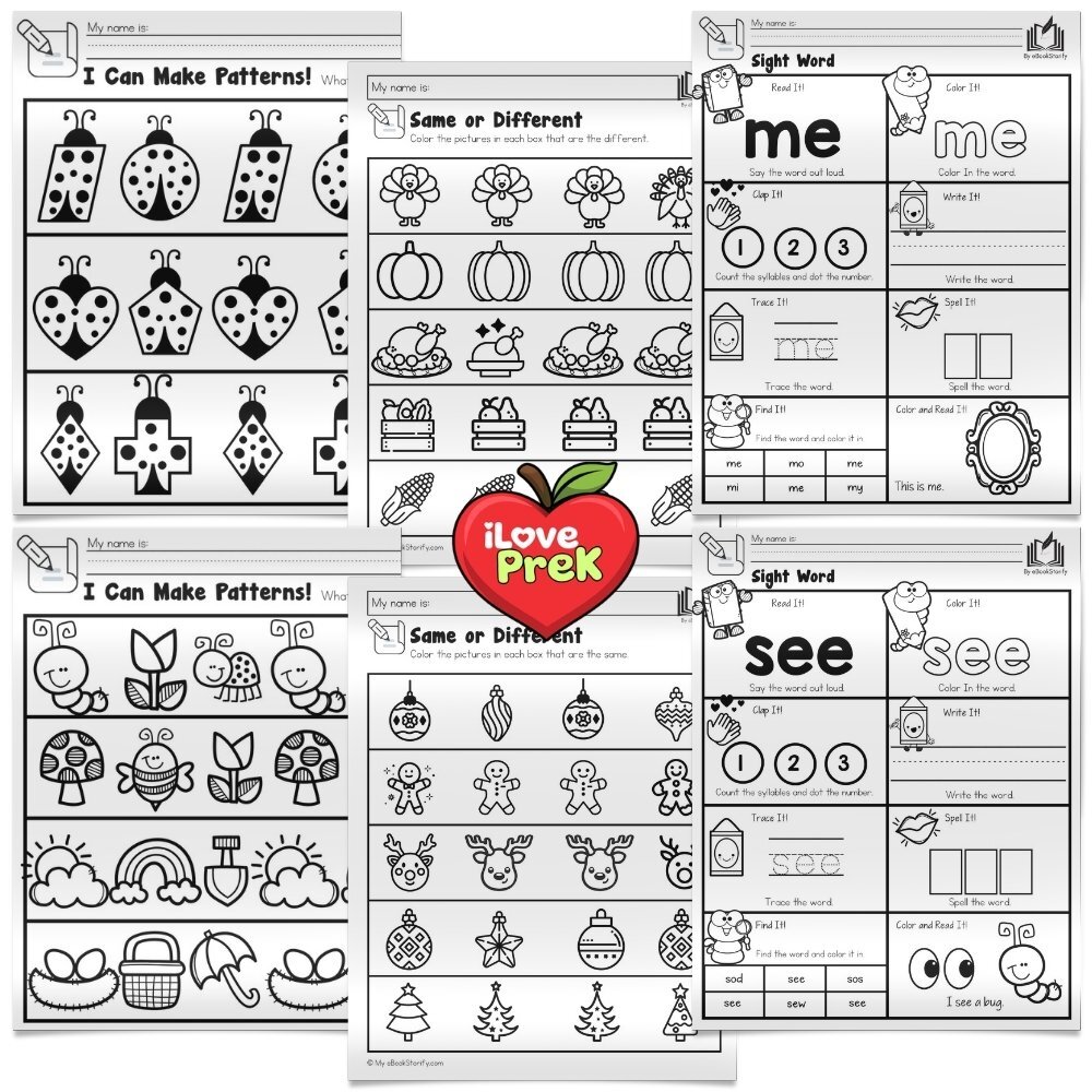 Pattern recognition and early reading activities for kindergarten by iLovePreK