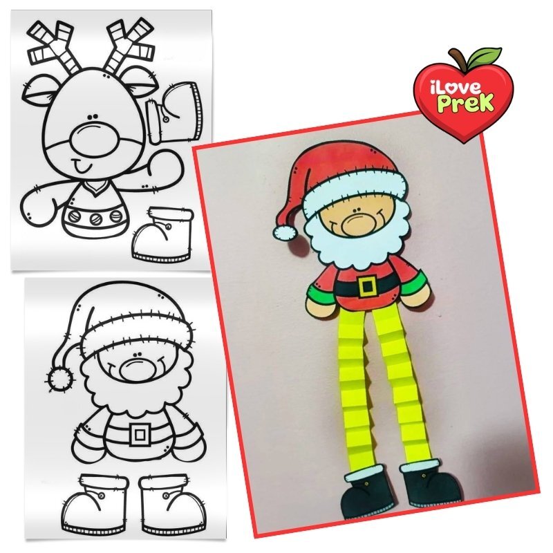 Preschool holiday Santa and reindeer craft by iLovePreK