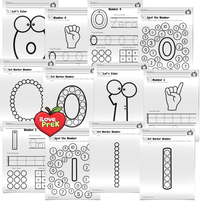 Preschool math numbers 0 to 20 practice activities by iLovePreK