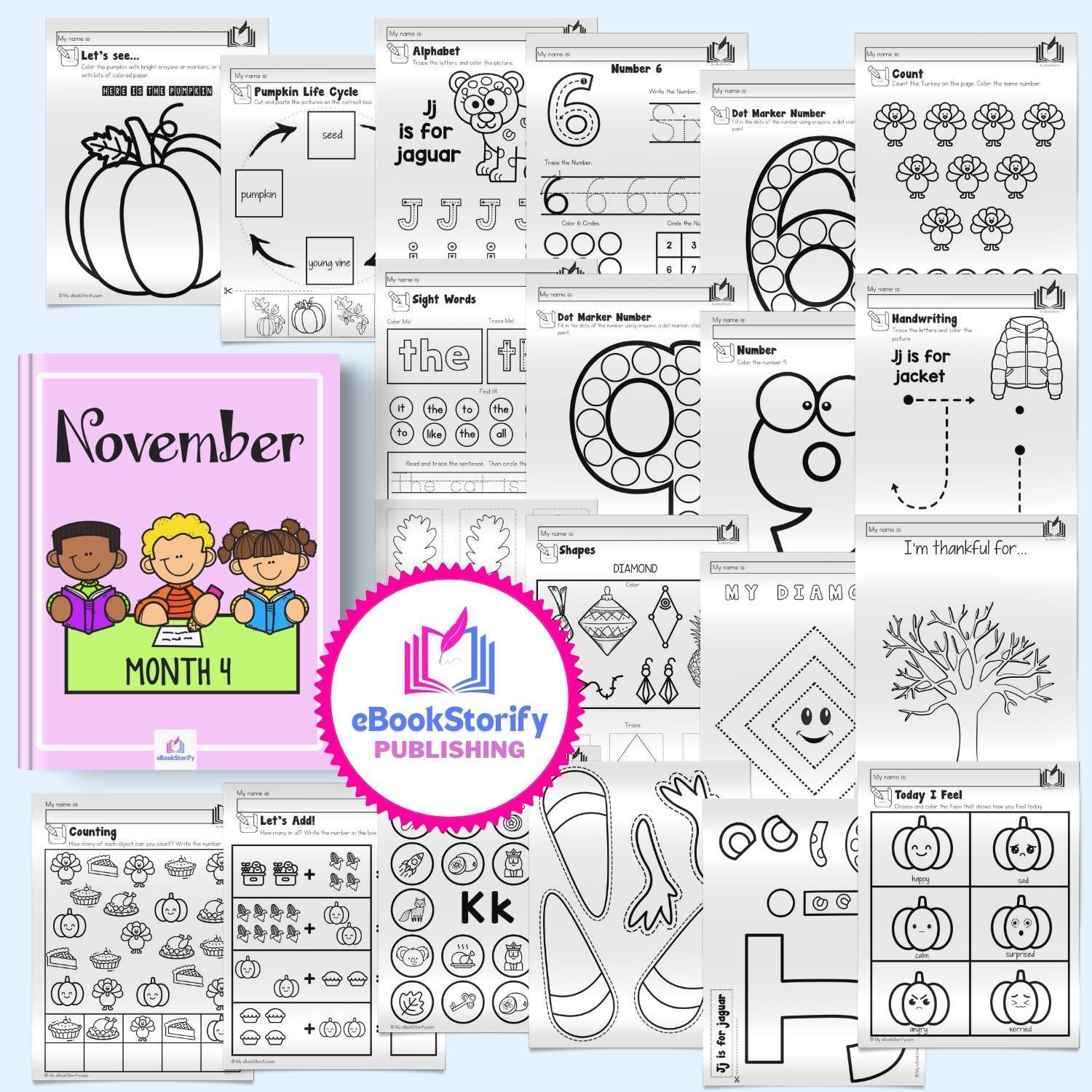 Thankful tree, turkey crafts, corn husk doll