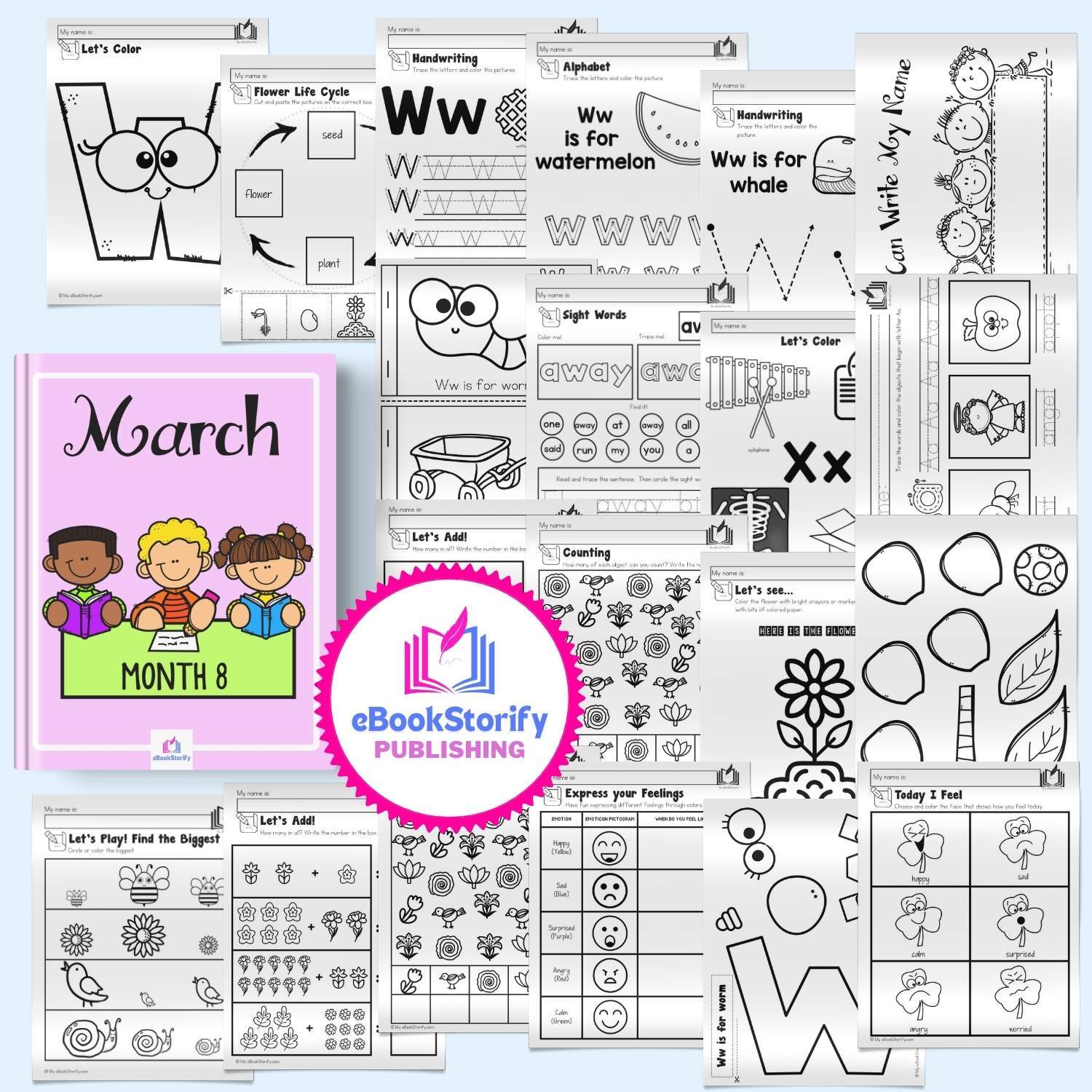 Flower & bee life cycles, spring activities, alphabet review