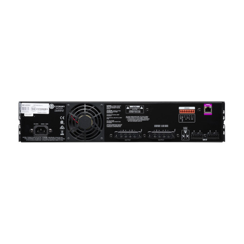 Crown CDi4x600 600 watts per channel 4 channel amplifier, 70/100V, 4/8 ohm, digital signal processing, networked, front panel interface.