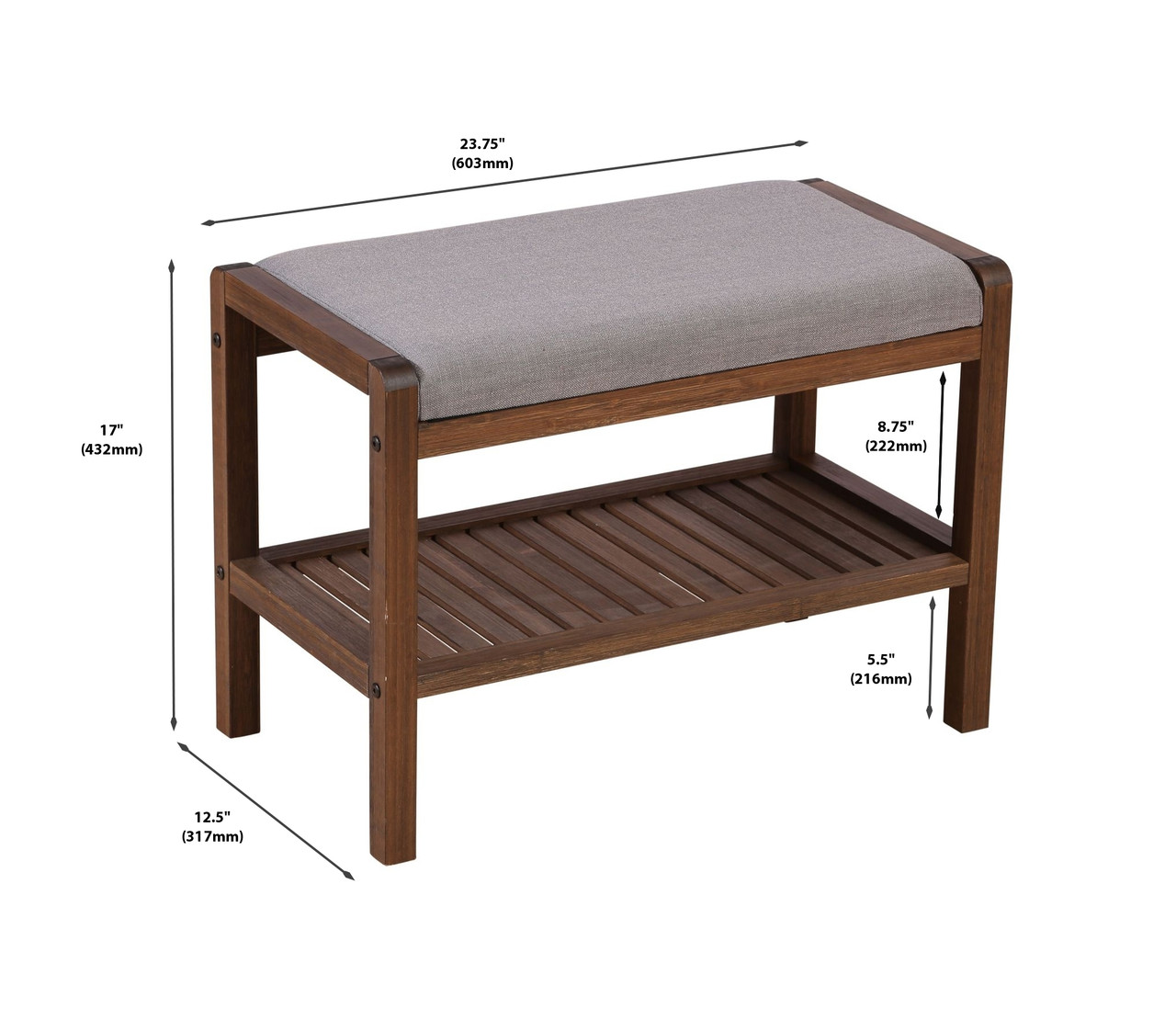 Bamboo Frame Padded Bench | Casual Contemporary Living