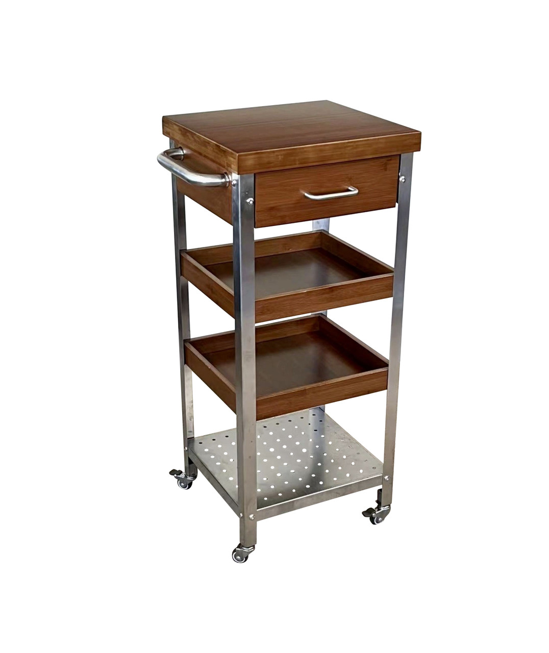 Bamboo + Stainless Steel Kitchen Cart Tower