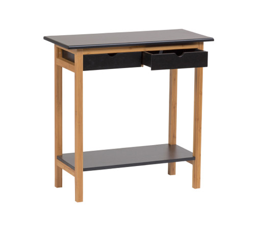 Two drawer black bamboo console table