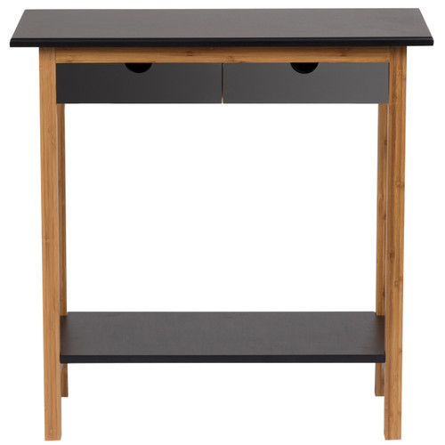 Bamboo Frame 2 Tier Console Table, 2 Drawers | Black (CBBFT0007BK)