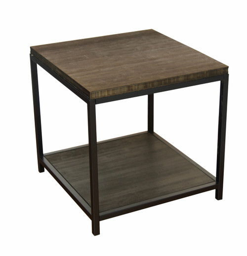 Brushed Brown Bamboo+Steel Accent Table