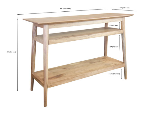 Acacia 3-Tier Console Table in Natural | Dimensions