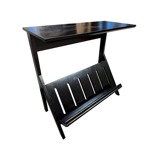 Acacia K End Table with Display Rack | Black (VTTFT0204BK)