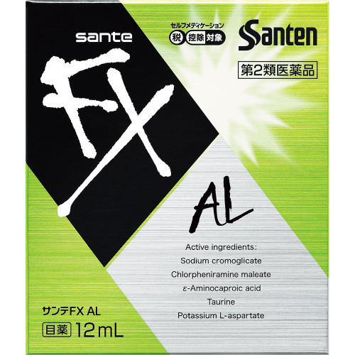 Santen Pharmaceutical Sante FX AL 12ml Anti-Allergy Eye Drops Indications: Relief of the following allergic eye symptoms caused by pollen, house dust, etc.: itc