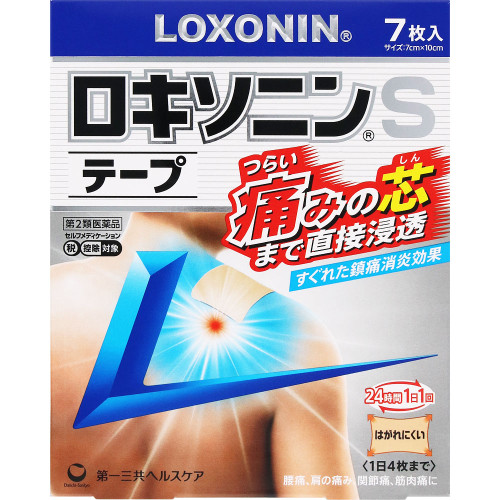 Daiichi Sankyo Healthcare Loxonin S-tape, 7 sheets Plasta (cooling) Paste Indications: Lower back pain, shoulder pain associated with stiff shoulders, joint pai