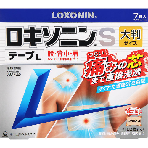 Daiichi Sankyo Healthcare Loxonin S Tape L 7 sheets Plasta (cooling) Paste Indications: Lower back pain, shoulder pain associated with stiff shoulders, joint pa
