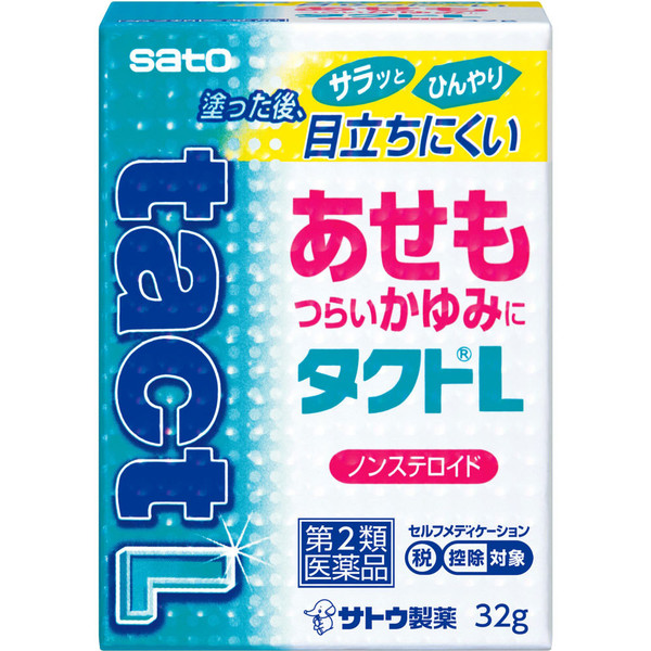 Sato Tact L 32g Heat Rash Indications: Prickly heat, itching, rashes, eczema, dermatitis, sores, hives, insect bites, chilblains